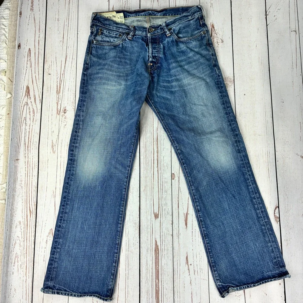 Abercrombie & Fitch Mens Kilburn Straight Leg Blue Denim Jeans 32x32 Medium Wash